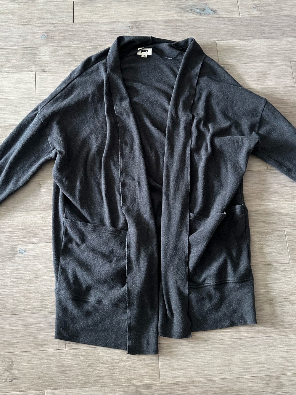 Pact Charcoal Gray Open-Front Pocket Cardigan Size M/L